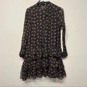 Zara floral black mini dress